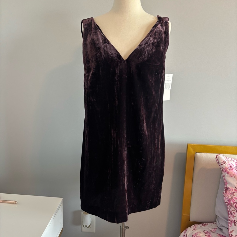NWT French Connection sleeveless velvet dress in rich purple size 8 new